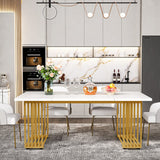 Tribesigns Modern Dining Table for 6-8 People, 70.8-in White Dining Room Table, Wooden Kitchen Table, Rectangular Dinner Table for Dining Room Family Gathering Tribesigns