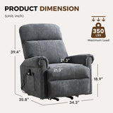 HAOMARKETS Power Lift Recliner Chair with Massage and Heat for Elderly, Electric Recliners with Remote Control,Soft Fabric Upholstered Reclining SingeSofa with Side Pocket for Living Room, Grey HAOMARKETS