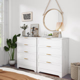 FTZxHKLX White 4 Drawer Dresser for Bedroom, Tall Bedroom Dresser with Large Drawer & Golden Handles, Wooden Storage Organizer Cabinet Chest of Drawer for Closet, Living Room, Hallway, Children's Room FTZxHKLX