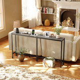 SUPERJARE Console Table with Outlet, 63 Inch Sofa Table with Charging Station, Narrow Entryway Table, Skinny Hallway Table, Behind Couch Table Skinny for Entryway, Living Room, Plants -Gray SUPERJARE