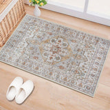 Washable Hallway Runner Rug 2x3: Non Slip Runner Rugs with Rubber Backing Soft Kitchen Rug Farmhouse Distressed Carpet Runner for Living Room Bedroom Bathroom (Turmeric/Grey, 2X3) TOPRUUG