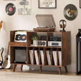 LELELINKY Large Record Player Stand, 48‘’Turntable Stand with Storage, Vinyl Record Holder with Display Area, Record Player Table Holds Up to 450 Albums, Record Stand for Music Room Living Room LELELINKY