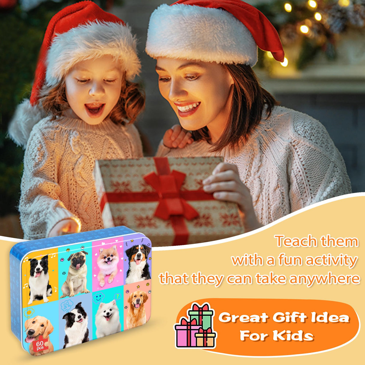 LELEMON Puzzles for Kids Ages 4-6,Dog 60 Piece Puzzles for Kids Ages 4-8,Children Jigsaw Puzzles Kids Puzzles in a Metal Box,Educational Learning Puzzle Toys for Girls and Boys LELEMON