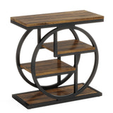 Tribesigns End Table Set of 2, 4-Tier Narrow Side Table with Storage Shelves, Wood Small Sofa Side Table with Geometric Metal Frame, Industrial Bedside Table for Bedroom, Living Room, Rustic Brown Tribesigns