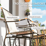 Outsunny Outdoor Glider Chairs with Coffee Table, Patio 2-Seat Rocking Chair Swing Loveseat with Breathable Sling for Backyard, Garden, and Porch, Light Brown Outsunny