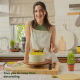 TIDITA 13" Acacia Cake Stand Rotating – Rustic Wood Turntable Pedestal Stands – Wooden Spinning Tables for Food Serving - Round Cake Decorating for Cupcake Dessert Display in Party, Wedding, Birthday Tidita