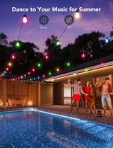 Govee Smart Outdoor String Lights H7015, 48ft RGBIC Outdoor Lights with 15 Dimmable LED Bulbs, IP65 Waterproof, Color Changing Warm White Lights with 47 Scene Modes for Patio, Backyard, App Control Govee