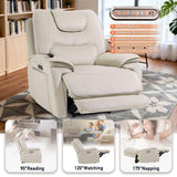 EONIX Triple Motor Lay Flat Zero Gravity Power Recliner Chair with Heat and Massage, Independent Adjustable Backrest Footrest Headrest, 400lbs Heavy Duty Medium Size, Stylish Chenille, Cream White EONIX