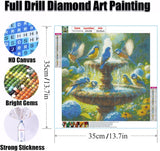 GEWOUVIN Fountain Bird Diamond Art Kits for Adults, Diamond Painting Kit for Beginners, Round 5D DIY Diamond Dots Art,Full Drill Painting Kit Art and Crafts for Adults Home Wall Decor【13.8x13.8inch】 GEWOUVIN