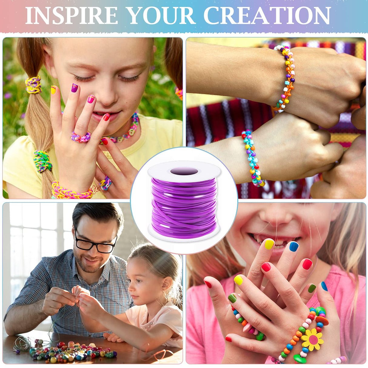 Plastic Lanyard String, Mckanti 12 Packs Plastic Lacing Cord Gimp String Kit for Keychain, Bracelets, Beading and Jewelry Making, DIY Craft Mckanti