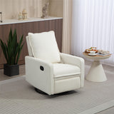 LITVZ Manual Swivel Rocking Recliner for Adults, Small Plush Wall Hugger Reclining RV Chair, 270° Glider Swivel Recliner Chair with Foot Rest for Nursery, Living Room and Small Places (White) LITVZ