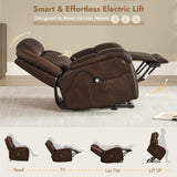 Watson & Whitely Genuine Leather Power Lift Recliner Chair for Elderly with Heat and Massage, Electric Lay Flat Lift Chairs with Power Headrest & Visual Remote Control, Dual Motor, Dark Brown Watson & Whitely