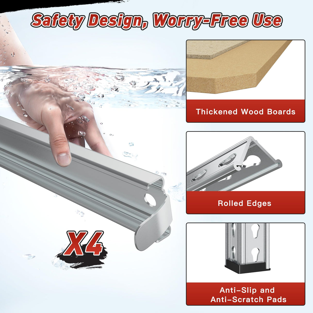 REIBII 40" W Garage Shelving 2000LBS Storage Shelves Adjustable Metal Shelving 4 Tier Pantry Shelves for Garage Closet Kitchen Basement 40" W x 19.7''D x 60''H, Silver REIBII