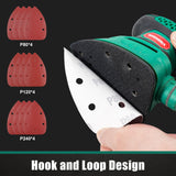 HYCHIKA Detail Sander,140W Electric Sander, up to 13000OPM, 1.2A Palm Sander Tool with 12pcs Sandpapers, with Efficient Dust Collection System, Compact Hand Sander for Woodworking. HYCHIKA BETTER TOOLS FOR BETTER LIFE