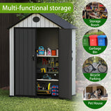 ZYJOYY 6x4 FT Resin Storage Shed,Lockable Door, and Vents for Garden, Backyard, Patio, Lawn,Grey Black ZYJOYY