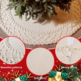 NIBESSER White Knit Tree Skirt 48" - Ivory Knitted Christmas Tree Skirt Mat for Home Party Holiday Ornaments Christmas Decorations NIBESSER