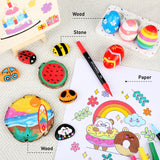 Pagather 48 Colors Acrylic Paint Markers, Dual Tip with Fine Tip and Brush Tip Pens for Stone, Wood, Calligraphy, Canvas, Ceramic, Metal, Glass, Rock Painting, DIY Crafts Pagather