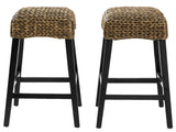 Crosley Furniture Edgewater Backless Counter Height Bar Stools Set of 2 with Handwoven Natural Fiber Rattan, Seagrass Crosley Furniture