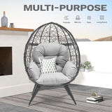 DWVO Egg Chair Patio Rattan Chair with Stand Anti-Slip All-Weather Poratble Adjustable Chair Feet Wicker Egg Lounger Chair for Indoor Outdoor 330LBS (Grey) DWVO