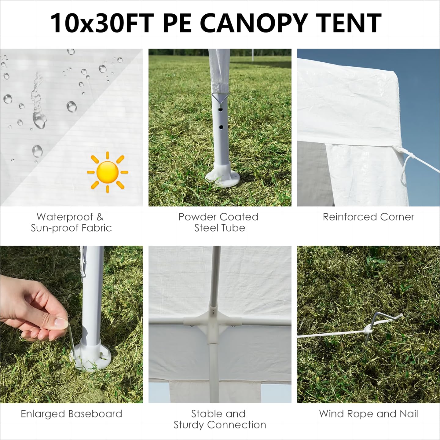 SEALAMB Party Canopy Tent 10x30FT with 8 Removable Waterproof Sidewalls, Outdoor Large Canopy Tent Paito Gazebo Party Tent Wedding Tents for Backyard - WoodArtSupply