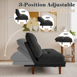 Homall Futon Sofa Bed, Modern Loveseat Futon Couch with Adjustable Backrest and Armrests, Sleeper Sofa Bed with Wood Frame for Living Room, Office, Apartment (Fabric, Black) Homall