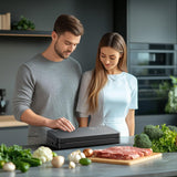 DEVINC Vacuum Sealer Machine, Compact Food Sealer with 10 Vaccum Bags & 1 Bag Roll, Multi-functional Food Vacuum Sealer for Food Storage, Dry & Moist Food Modes with Built-in Cutter, Black DEVINC