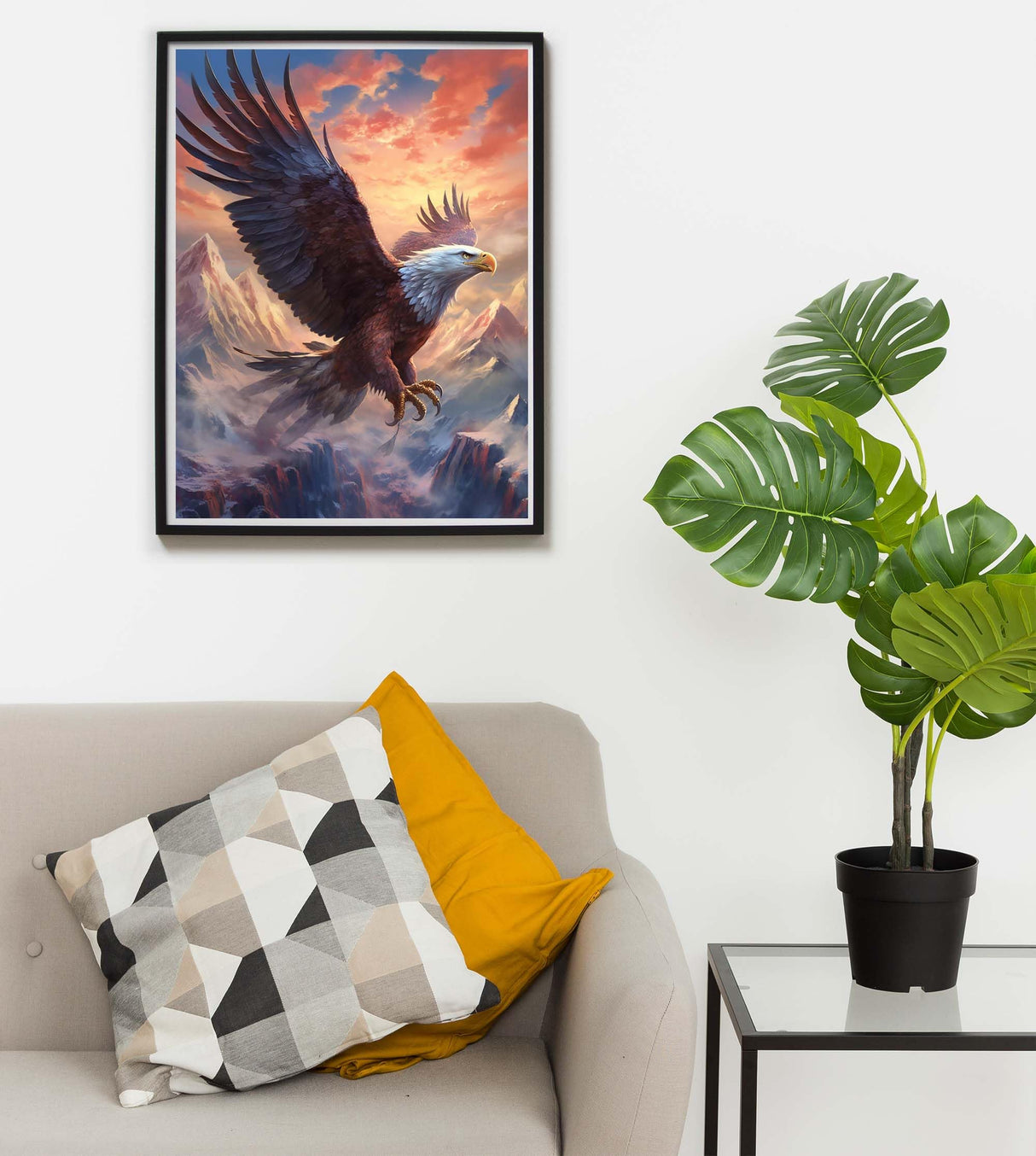 SKRYUIE Paint by Numbers Kit for Adults Beginner Eagle, Acrylic Mountain Oil Painting by Numbers Kits with PaintBrushes Paintwork Art Canvas Crafts for Home Decor 16x20 inch SKRYUIE