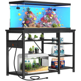 GRLEAF 55-75 Gallon Aquarium Stand: 1200LB Capacity, Built-In Power Outlets, 3-Tier Shelves for Fish Tank Accessories Storage, Heavy-Duty Steel/Wood Hybrid for Fish & Reptile Tanks | Excludes Tank GRLEAF