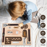 Montessori Busy Board for Toddlers, Wooden Sensory Toys, Preschool Learning Activities for Fine Motor Skills Travel Toy, Basic Life Skills Educational Gifts for 1, 2, 3 Years Old Kids Boys Girls ABERLLS