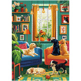 PICKFORU Dog Puzzles for Adults 1000 Pieces, Vintage Puppy Jigsaw Puzzle Houseplant，Unique Living Room Puzzle as Home Art PICKFORU