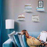 Fentec Invisible Floating Bookshelf, Wall Mounted Floating Bookshelves Heavy-Duty Book Organizers Hidden Book Shelf Metal Shelves Holder for Books Storage Bedroom Living Room Home Office, 4-Pack White FENTEC