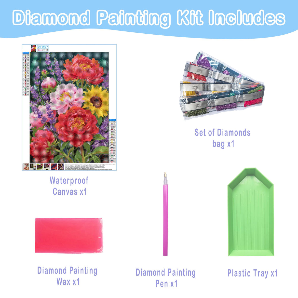 HYXBXSS Diamond Art Kits for Adults, Diamond Painting Square Diamond Flower Art Painting, Diamond Dots for Adults Gem Art 5d Diamond Painting Wall Decor 12x16 Inch HYXBXSS