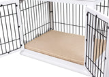 BIRDROCK HOME Decorative Dog Kennel with Pet Bed - Small Indoor Pet Crate, Double Door Design, Engineered Wood & Metal Wire, Furniture-Style House for Small Dogs, Side Table or Nightstand, White BIRDROCK HOME