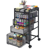 Rolling Utility Cart with 4 Drawers, Craft Organizer and Storage Carts with DIY Divider, Lockable Wheels Storage Organizer for Art Supplies, Store for Brushes & Paints & Artifacts & Small Parts Hayexiha