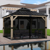 BPS 12' x 12' Gazebo Universal Mosquito Netting Screen Replacement, 4-Panel Screen Walls with Double Zippers for Outdoor Patio, Black (Mosquito Net Only) BPS