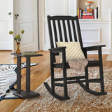 Cozyman Outdoor Rocking Chairs Set of 2, Acacia Wood Rocking Chairs, Patio Rocker Chair with Wide Seats, Black Cozyman