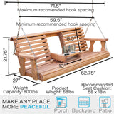 Porchgate Amish Heavy Duty 800 Lb Rollback Console Treated Porch Swing with Hanging Chains (Cedar Stain) Porchgate