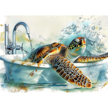 MEIYUDA Sea Turtle Diamond Painting Kits for Adults, 5D Bath Turtle Diamond Art Kits for Beginners, Animals DIY Full Diamonds Art Painting Kit for Home Wall Decor Present 12x16inch MEIYUDA