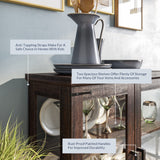 BELLEZE 014-HG-41009-CB-ESP Storage Shelves Doors Glass Display Pantry Organizer 3 Tiers Curio Hutch Cabinet for Entryway Living Room Hallway Kitchen-Ashford (Espresso) BELLEZE