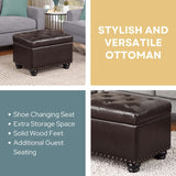 Convenience Concepts Designs4Comfort 5th Avenue Storage Ottoman 24" Contemporary Foot Stool and Seat with Hinged Lid for Living, Dining Room, Office, Den, Dark Espresso Convenience Concepts