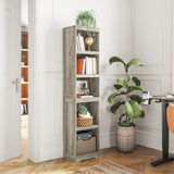 LINSY HOME 5-Shelf Bookcase, Narrow Bookshelves Floor Standing Display Storage Shelves 68 in Tall Bookcase Home Decor Furniture for Home Office, Living Room, Bed Room - Light Brown LINSY HOME