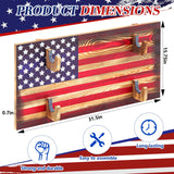 Colingmill Wall Mount Gun Rack Indoor Gun Rack for 2 Guns Wooden Gun Display Rack Wood Gun Storage Shelf with Flag Background Guns Wall Holder for Guns, Bows and Arrows Colingmill