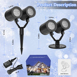 Christmas Snowflake Projector Lights Outdoor Waterproof 2025 Upgraded Double Head Dynamic Rotating Snowflake Projector for Halloween Xmas Holiday Party Gardens Wall Decoration Vivideal