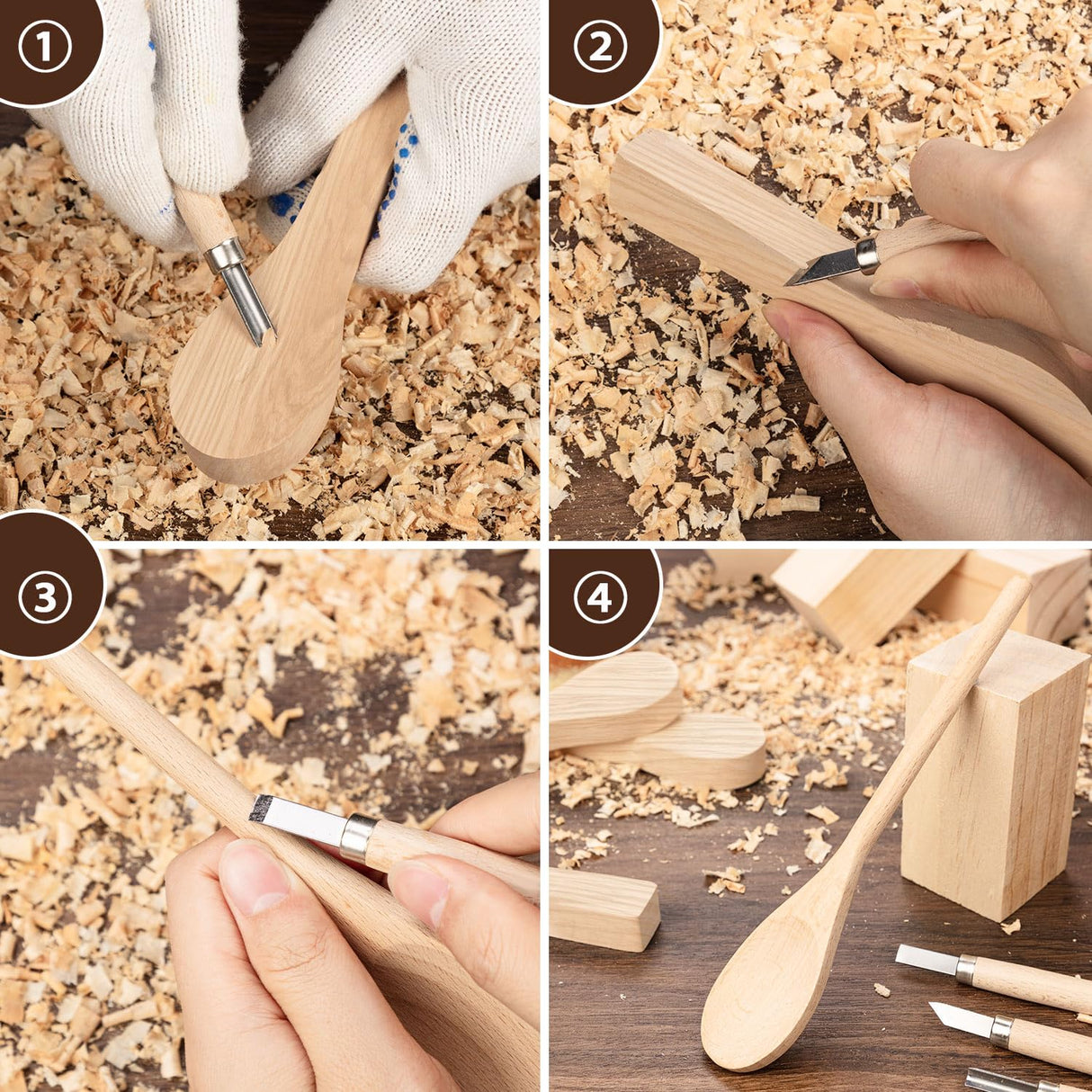 6Pcs Wood Carving Spoon Blank, Unfinished Wood Carving Spoon, 6.5IN, Blanks Carving Wood for Handicraft Enthusiasts ZMLTLMG