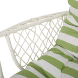 Christopher Knight Home Becky Wicker Hanging Chair with Cushion (Stand Not Included), White, Green Christopher Knight Home