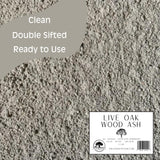 Live Oak Wood Ash - All Natural Clean Sifted Premium MultiUse Hardwood Ashes (2 lbs) The Living Pasture