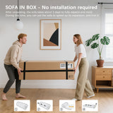 83" Modern Sofa in a Box, No Assembly Oversized 3 Seater 28" Deep Seat Cloud Sofa Bed Couch with 4 Furry Pillows & Corduroy Fabric, Boneless Couch with Side Storage Pockets for Living Room, Green Zyerch