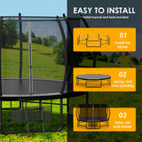 Hocozlly Outdoor Trampoline 14FT for Kids, ASTM Approval Recreational Trampoline with Enclosure, Reinforced Trampolines with Thickened Pole & Non-Slip Wider Ladder (Grey) Hocozlly