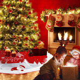 Christmas Tree Skirt Red Xmas Tree Ornaments for White Soft Plush Christmas Tree Mat with Snowy Pattern for Decorations Holiday Party 48 inches AGAXOZW