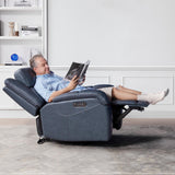 Watson & Whitely Oversized Genuine Leather Power Recliner Chairs for Big and Tall, Wall Hugger Recliner with Power Headrest & Charging Ports, Extra Large Reclining Chair for Living Room, Navy Blue Watson & Whitely